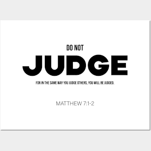 Bible Scripture Matthew 7:1-2 Quote Black Posters and Art